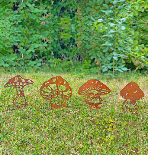 4 Funny Mushrooms - Metal Sculpture